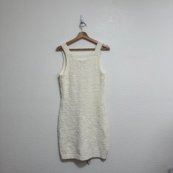 NEW HOUSE OF CB Zaira Cream Chenille Knit Mini Dress Sweater White Large - Picture 4 of 10